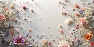 缤纷花卉装点梦幻背景