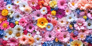 缤纷多彩鲜花铺满画面