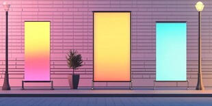 街头空白广告牌夜景展示