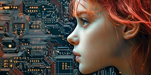 少女与科技电路的梦幻融合