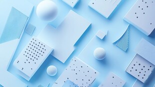 蓝色几何抽象立体物件组合