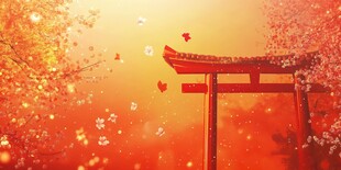 日式鸟居 烂漫橙红风光