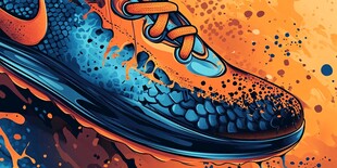 动感涂鸦风运动跑鞋特写
