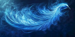 梦幻蓝色灵羽凤凰图