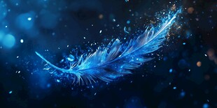 梦幻蓝色发光羽毛奇幻图
