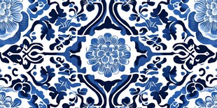 蓝白中式花卉几何图案纹理