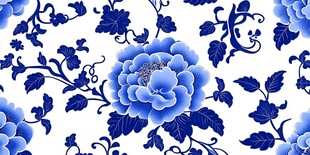 青花瓷牡丹花纹饰图案