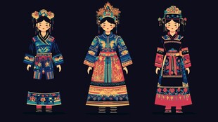 三款传统戏曲服饰造型展示