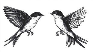双燕展翅图