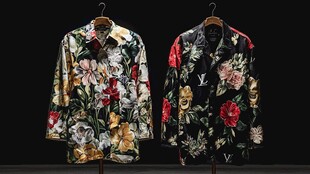 时尚花卉印花男士长袖衬衫