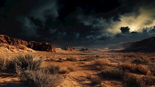 荒漠乌云下的壮丽自然景观