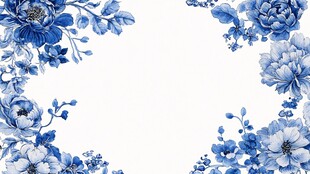 青花瓷花卉边框装饰图案