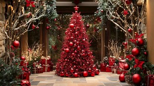 红色系圣诞装饰华丽场景