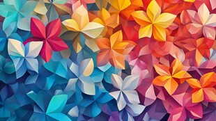 多彩折纸花朵立体背景图