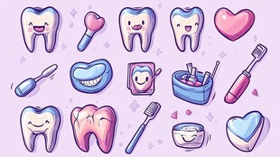 可爱牙齿及口腔护理元素