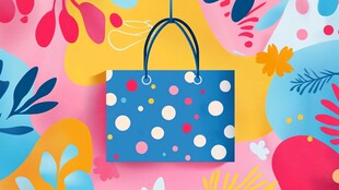 彩色波点购物袋插画