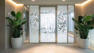 现代简约风玻璃门绿植玄关