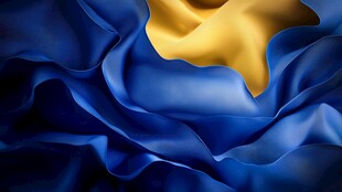 蓝色绸缎上的金色星形图案