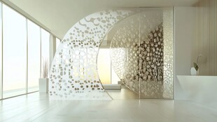 现代简约镂空弧形室内隔断