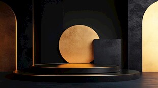 黑金质感立体几何展示台