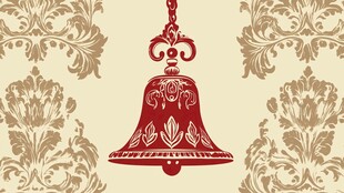 复古红铃配花纹背景