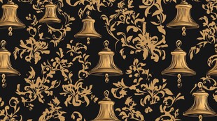 黑金铃铛花纹装饰图案