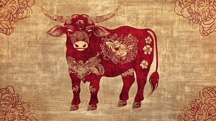 牛年祥瑞牛图腾中式风