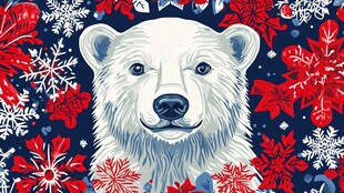 北极熊圣诞风图案设计