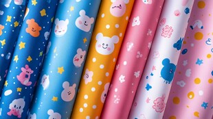 可爱卡通图案多彩布料