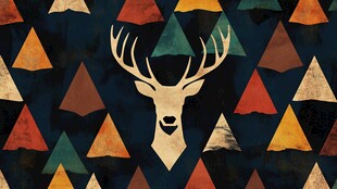 几何图案中鹿头装饰艺术