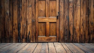 复古木门与木质地板场景