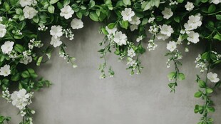 白色花朵绿植装饰墙面