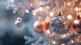 圣诞树上的精美装饰球