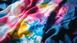 多彩扎染布料纹理特写