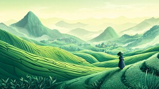 漫步绿野间的悠然身影