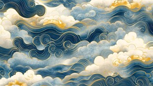 中式海浪云纹古典图案
