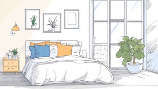 简约温馨卧室室内场景图