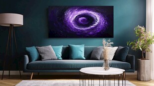 紫色旋涡挂画装点客厅