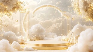 梦幻云端金色浪漫舞台场景