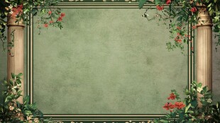 复古花卉边框绿色背景图
