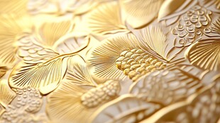 金色浮雕花叶纹理图案