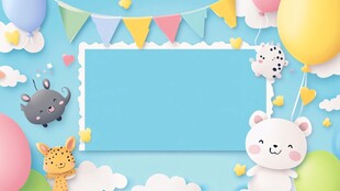 可爱动物主题蓝色童趣背景