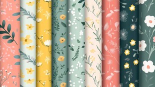 多彩花卉图案墙纸集合