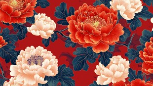 中式牡丹花卉图案背景