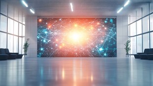 科技风大厅的璀璨星空壁画