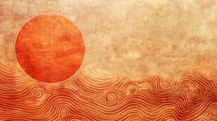 海上红日 复古风艺术图景