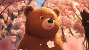 棕熊赏樱图