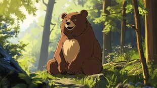 森林中的憨态棕熊