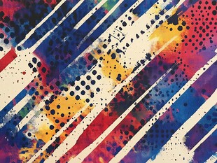 抽象多彩条纹泼墨艺术图案