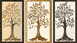 三幅精美树纹装饰画图案